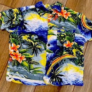 Kids cool Hawaiian shirt. Shirt label says large, but fits size 3t/4t maybe 5t